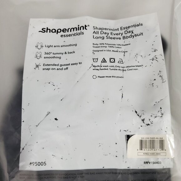 Shapermint Allday Everyday Long Sleeve Bodysuit Women Size 4XL Plus NWT Scoop - Picture 9 of 12